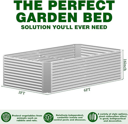 3 Pcs 6 x 3 FT Galvanized Steel Raised Garden Bed – Extra Wide Metal Planter Box for Vegetables, Herbs & Flowers, Perfect for Backyard and Patio Gardening
