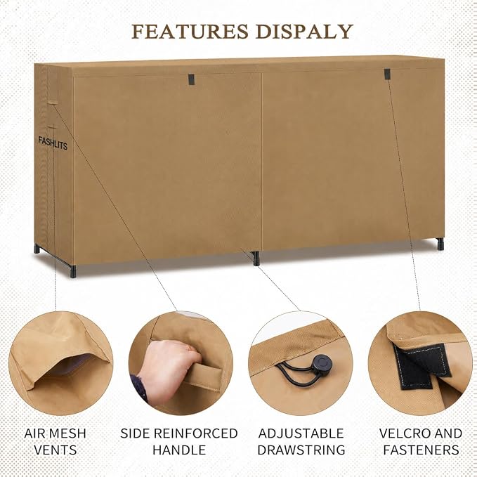 8ft Waterproof Firewood Rack Cover, Heavy Duty 600D Oxford Outdoor Storage Wood Rack Cover For Outdoor, Indoor, Patio(Cover Only, Rack Not Included)