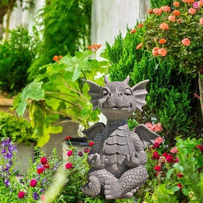 Dan&Dre Dragon Statue - Zen Yoga Dragon Home Garden Decoration Dragon Buddha Art Sculptures for Outdoor Backyard Porch(B)