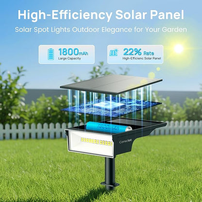 Consciot Solar Lights Outdoor Waterproof, 3 Color Solar Garden Light, Adjustable 170° Spot Lights for Outside Yard Landscape Lighting Pathway Halloween, IP65, Auto On/Off, 4 Pack, WS002UCW