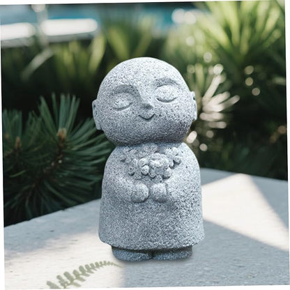 Buddha Statue Indoor Jizo Monk Praying Small Buddha Statue Holding Flowers Zen Desk Decor Ideal for Home Office Japanese Garden