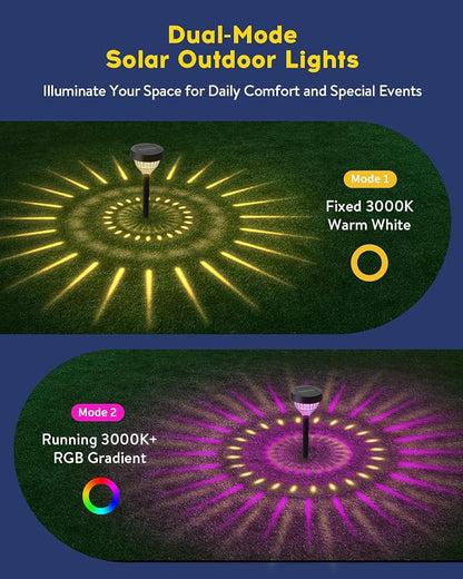 Vangue Solar Lights Outdoor Garden, 2025 New Dynamic Running Light, IP65 Waterproof Dual-Mode Solar Powered Outdoor Lights for Pathway Lawn Patio Yard Landscape Driveway (4)