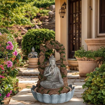 Buddha Statue for Home and Outdoor Decor Solar Powered Flickering LED,Garden Light Zen Meditation Spiritual Room Decor- Buddha Decor Outdoor-Ideas Gifts for Women, Mom