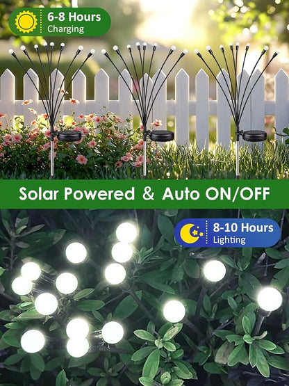 2026 Upgraded Solar Lights Outdoor, 10 Pack Solar Garden Lights with 2 Modes, Firefly Light Outdoor Waterproof, Sway by Wind, Twinkle Firefly Light for Yard Patio Path Garden Decoration (Cool White)