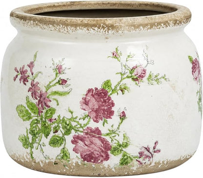 Dosayes Large Ceramic Pot for Planters, Ice Crack Glazed Flower Pot with Drainage Holes,5.91inch Vintage Planters for Indoor and Outdoor (Pink)