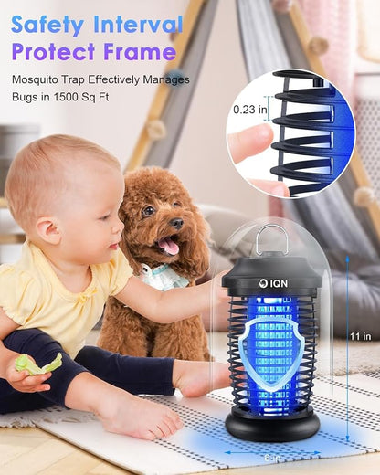 Bug Zapper Outdoor, Plug in Electric Mosquito Fly Zapper w/ 15W Light & 4200V Grid & on/Off Switch, Mosquito Traps & Killer for Indoor, Kitchen, Patio, Backyard and More (Black)