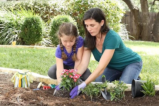 JustForKids Kids Gardening Tool Set, 3 Pack STEM Educational Garden Kit with Hand Rake, Shovel, Trowel & Canvas Tote, Outdoor Toys & Gift for Toddlers Boys Girls Ages 3-8
