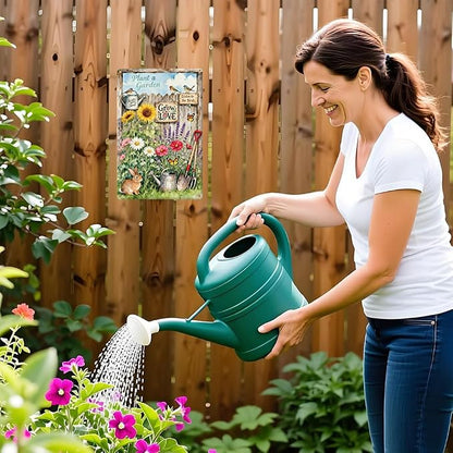 Vintage Garden Metal Tin Sign Plant a Garden Water You Soul Wall Art for Outside Gardening Home Fence Wall Decor,Gifts for Gardeners Plant Lovers