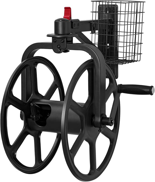 Liberty Garden Single Arm Navigator Hose Reel with Pull Up Latch, Black