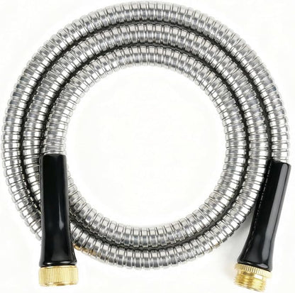 SheeChung Short Garden Hose 4ft x 5/8",Metal Garden Hose for Hose Reel Faucet,Heavy Duty 304 Stainless Steel Metal Leader Hose,Lightweight & Leakproof Water Hose for Outdoor,Yard,Lawn,Male to Female