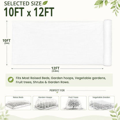 10x12Ft Garden Netting, Fine Mesh Insect Netting for Plant Protection, Mosquito Bug Bird Barrier Mesh Cover for Vegetables Fruits Flowers Raised Beds