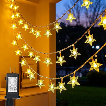Twinkle Star 100 LED Star String Lights Plug in 33FT, Warm White | Plug In, Waterproof, Indoor Outdoor Use, Bedroom Wedding Party Ramadan Christmas Decor