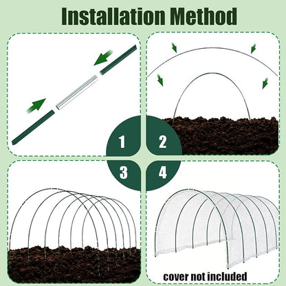 Greenhouse Hoops Grow Tunnel, 10 Set 8FT Long Fiberglass Support Garden Hoops Kit for Raised Beds, Rustproof, Flexible Garden Hoops for DIY Grow Tunnels, DIY Plant Support Garden Stakes for Row Cover