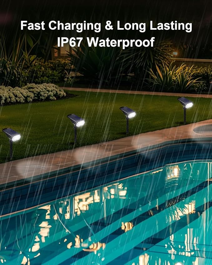 2 Pack Solar Spot Lights Outdoor Waterproof, 20 LEDs Bright Landscape Spotlights Dusk to Dawn, Cool White Adjustable Uplights for Yard Tree House Garden Wall Pathway, IP65