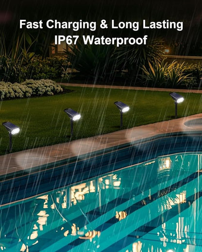 4 Pack Solar Spot Lights Outdoor Waterproof, 20 LEDs Bright Landscape Spotlights Dusk to Dawn, Cool White Adjustable Uplights for Yard Tree House Garden Wall Pathway, IP65