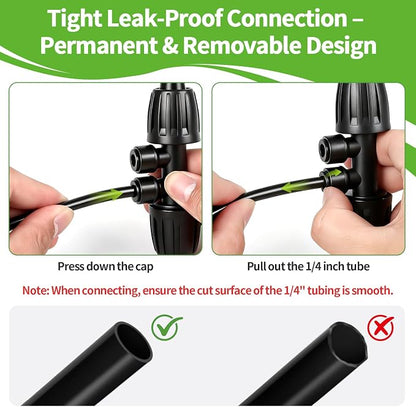 RedChili 8 Pcs Quick Connect 1/2" to 1/4" Drip Irrigation Fittings, Dripline 1/2 Inch (1/2" ID x0.6-0.65" OD) To 1/4 Inch Reducing Tee Adapter Drip Tubing 1/2" to 1/4" Irrigation 4 Way Connectors