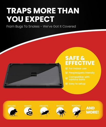 Wowcatch Rat, Snake and Mouse Traps 6 PK, Large Bulk Sticky Glue Traps Indoor for Home Pre-baited, Pet Safe Rodent Catcher for Garage, Kitchen, Catches Roaches, Spiders, Lizard, Non-Toxic, Large