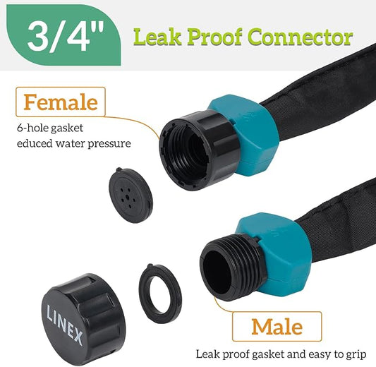 LINEX Garden Flat Soaker Hose 1/2" x 15 ft for Garden Beds Drip Irriagtion Hoses Heavy Duty Save Water 80%