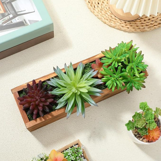 BESPORTBLE Rustic Wooden Rectangle Planter Box: Rectangular Succulents Plant Container for Outdoor & Indoor - Wood Window Box for Farmhouse Wedding Balconies Garden, 11.7 * 3.7 * 2.7inch