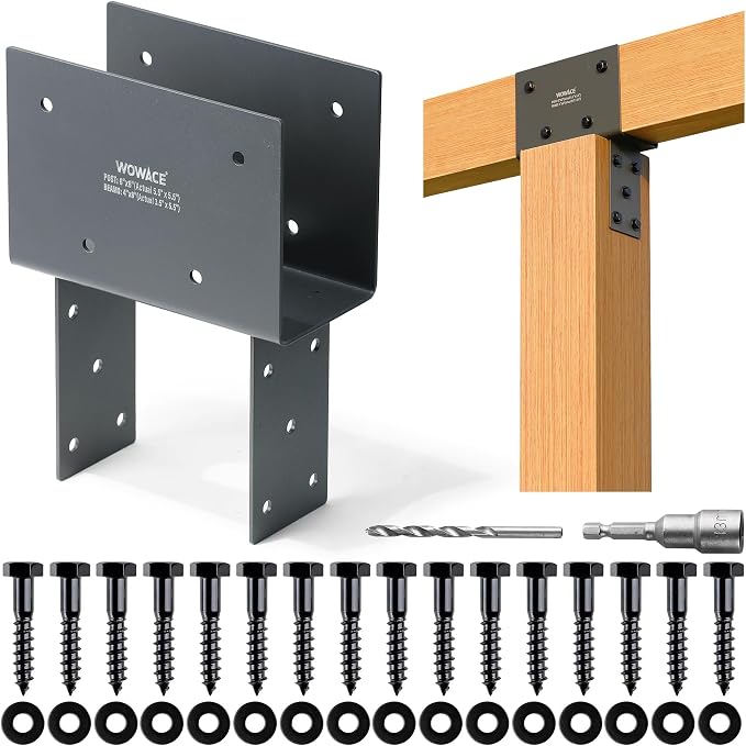1pc 4x6 (Actual 3.5"x5.5") Post Cap Tie Bracket, Stainless Steel Wood Beam Support Bracket, for Gazebos, Patio Decks, and Porches Wood Post to Beam Support (Dark Ggray)