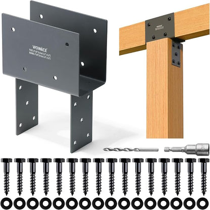 1pc 4x6 (Actual 3.5"x5.5") Post Cap Tie Bracket, Stainless Steel Wood Beam Support Bracket, for Gazebos, Patio Decks, and Porches Wood Post to Beam Support (Dark Ggray)