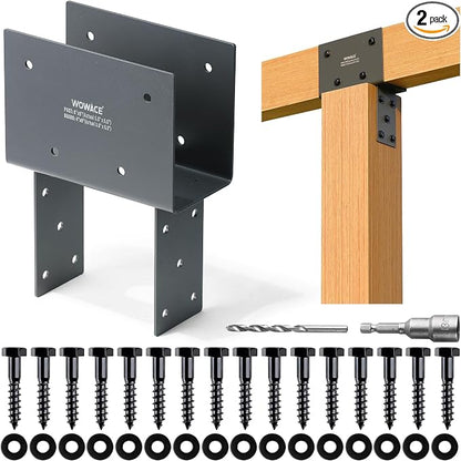 2pcs 4x4 (Actual 3.5"x3.5") Post Cap Tie Bracket, Heavy Duty Stainless Steel Wood Beam Support Bracket. for Ggazebos, Patio Decks, and Porches Wood Post to Beam Support Connection (Dark Ggray)