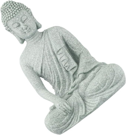 Garden Buddha Resin Stone Statue for Outdoor and Indoor Zen Decor Sandstone Effect Lawn Ornament for Home and Garden Landscaping or Meditation Space(B)