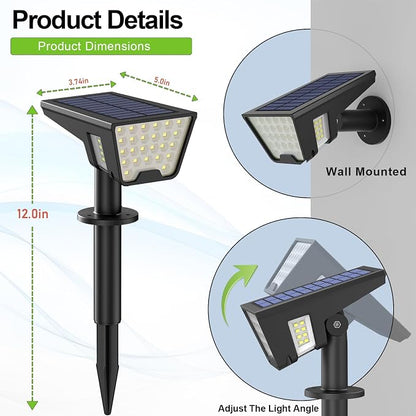 Latband Solar Spot Lights Outdoor Waterproof IP67, Solar Powered Lights Outdoor with 53 LED & 3 Modes, Landscape Spotlight Wall Light for Garden Yard Pathway Driveway 4 Pack (Cool White)