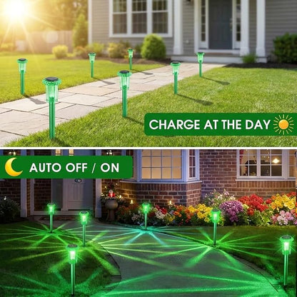 Eyrosa Solar Outdoor Lights, 10 Pack Solar Pathway Lights Outdoor Waterproof, Stainless Steel Stake Lighting for Garden Yard Path Walkway Driveway Patio Lawn Outside Décor,Green