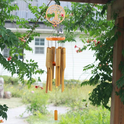 Bamboo Wind Chimes Outdoor,Tree of Life Wooden Wind Chimes for Outside with Melody Deep Tone,36" Classic Zen Garden Windchime for Relaxation, Grace.Home Décor for Patio, Garden or Indoor
