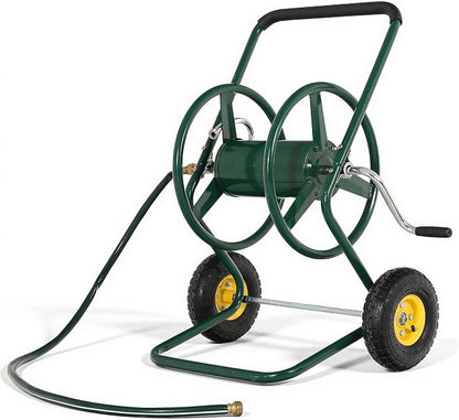 Hose Reel Cart, 250FT 5/8" All-Terrain Mobile Water Hose Truck, Heavy-Duty Rust-Proof Iron Frame Industrial Garden Cart for Outdoor Lawn Yard & Car Washing