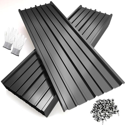 NeatiEase 20 Pcs Metal Roofing Panels, 5.1 Feet Corrugated Galvanized Roofing Panels Metal Siding Panels with Steel Screws for Pergola, Gazebo, Shed, Outdoor Storage, Chicken Coop,Garages (Black)