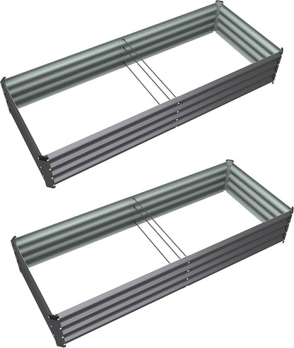 6X2X1 FT Metal Raised Garden Bed Kit, Heavy Duty Outdoor Rectangular Planter Box, Bottomless Design for Deep Root Vegetables, Flowers & Herbs, Easy Assembly(Dark Gray 2PCS)
