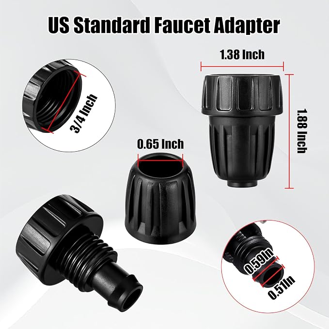 US Standard Faucet Adapter 6pc, 3/4 "Faucet to 1/2" Drip Irrigation Fitting Garden Hose Adapter