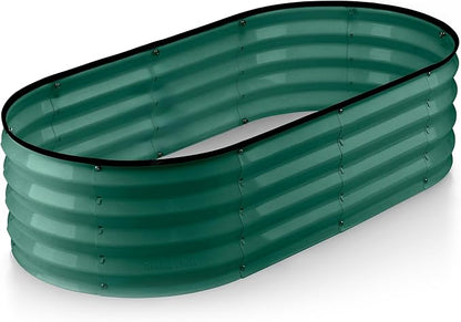 Plant & Plot Galvanized Raised Garden Beds Outdoor // 4×2×1 ft Planter Raised Beds for Gardening, Vegetables, Flowers // Large Metal Garden Box (Dark Green) // Patented Tool-Free Design