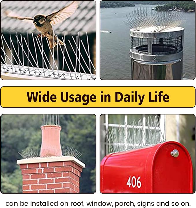 KKY 36 Pack Bird Spikes 13 inch Anti-Bird Nails Repellent Metal Deterant Spinners for Pigeon 38.9 Ft
