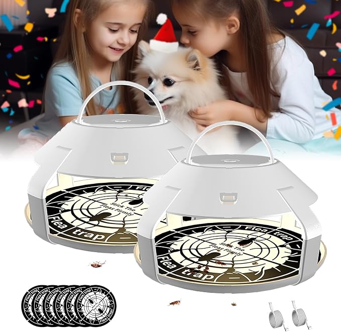 Flea Traps for Inside Your Home with Light, Flea Light Trap for Bug USB Charing Insect Pest Control Traps for Kitchen, Living Room, Balcony and Bedroom