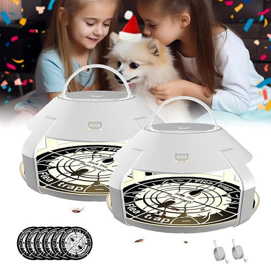 Flea Traps for Inside Your Home with Light, Flea Light Trap for Bug USB Charing Insect Pest Control Traps for Kitchen, Living Room, Balcony and Bedroom