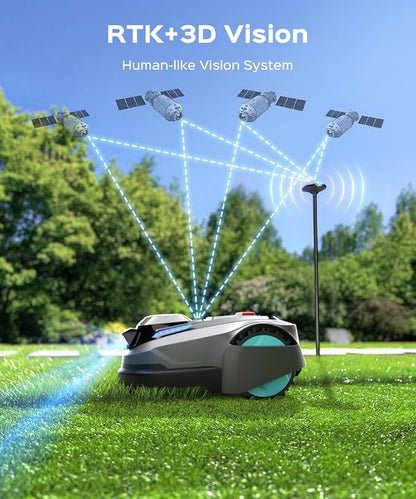 YARDCARE N1600 PRO Robot Lawn Mower, Wireless Design with RTK+Vision Navigation, 0.4 Acre Coverage, APP Smart Control Robot Lawn Mower, Multi-Zone Mowing, Curved Path, Adjustable Cutting Height