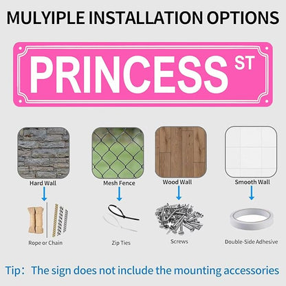 Pink Room Decor Princess Street Sign Y2k Princess Room Decor Pink Princess St Metal Tin Sign Bedroom Decorations 16x4 Inches