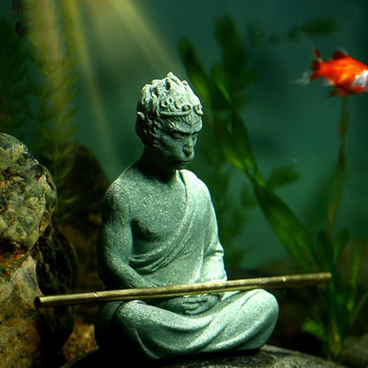 Fish Tank Buddha Statue Ornament,Zen Garden Aquarium Decor,Meditating Statues for Underwater Landscaping,Sandstone-4.6" H
