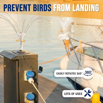 Buzzlett Stainless Steel Bird Deterrent with PVC Base for Outdoors, Boats, Docks and HVAC - Efficient Bird Repellent for Birds, Deters Seagulls and Other Birds from Landing- 6ft