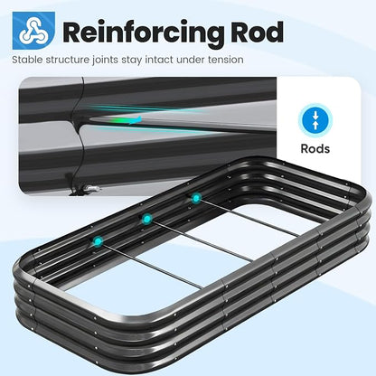 Quictent Galvanized Raised Garden Bed Kit, 6x3x1 ft Oval Metal Planter Box for Vegetables, Dark Grey