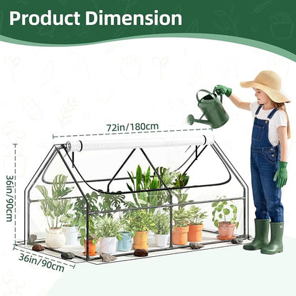 Superlele Mini Greenhouse for Outdoor, 6x3x3FT Portable Walk-in Greenhouse with 2 Large Zipper Doors, Transparent PVC Cover for Plant Protection, Ideal for Raised Garden Bed, Winter Gardening