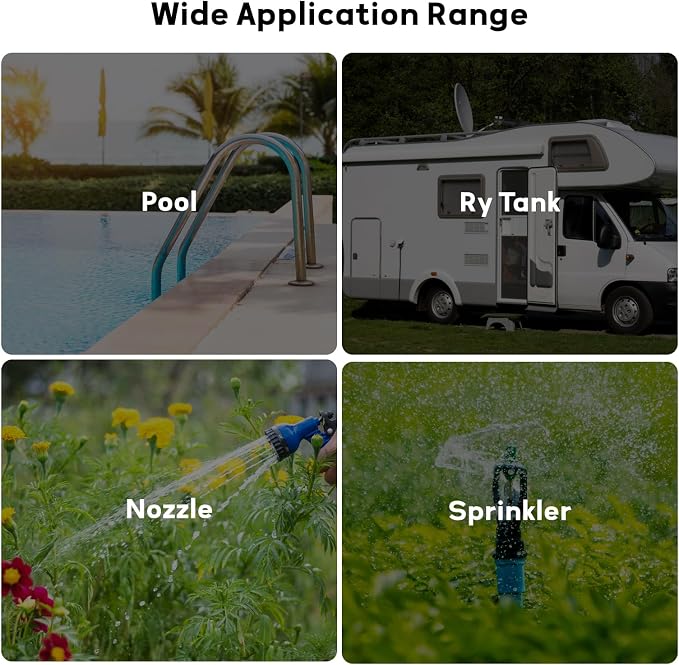 MEASUREMAN 180° Swivel RV Water Hose Kit, 50ft with Digital Flow Meter & Multi-Function Sprayer, Brass Quick-Connect Fittings for RV Camping Gardening and Lawn Watering