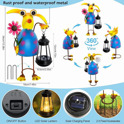 Garden Decor Dog Solar Statues, Unique Garden Statues Dog with Solar Lantern Waterproof, Birthday Gifts for Women Mom Grandma,Front Patio Balcony Yard Art Lawn Ornaments Porch Outdoor Decorations