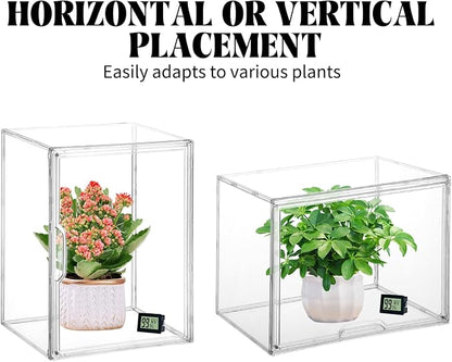 2 Pcs Mini Greenhouse for Indoor Clear Portable Tabletop Greenhouse with Magnetic Door Stackable Waterproof Small Plant Tent for Indoor Plants Growing & Seed Starting 14.2×10.6×8.7 Inch