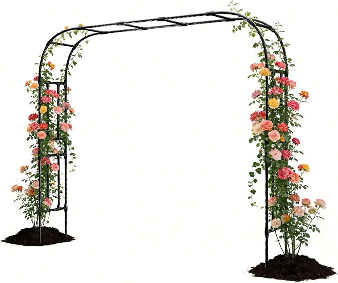 25MM Thickened Steel Pipe Garden Arch Trellis – 126"(L) x 105"(H) Extra Heavy Duty Arbor, PE-Coated Rust-Proof Trellis for Climbing Plants Outdoor, Support for Roses, Ivy, Grapevine, Beans