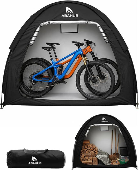 Abahub Portable Bike Storage Shed Tent with Rain Cover, Outdoor Silver-Coated Bicycle Shelter, PU4000 Waterproof 210D Oxford Fabric
