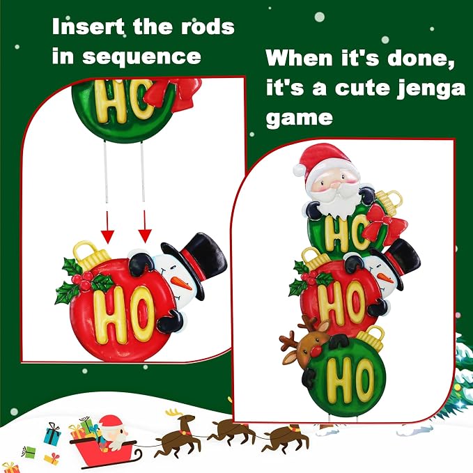 3 Pack Metal Christmas Yard Signs Decor for Multiple Stacked, Christmas Yard Stakes Ball Fall Yard Decor for Outside Garden Lawn Porch